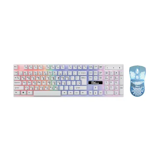 [05044] Pc Power PGC801BG13 RGB Wired White Gaming Keyboard & Mouse Combo with Bangla