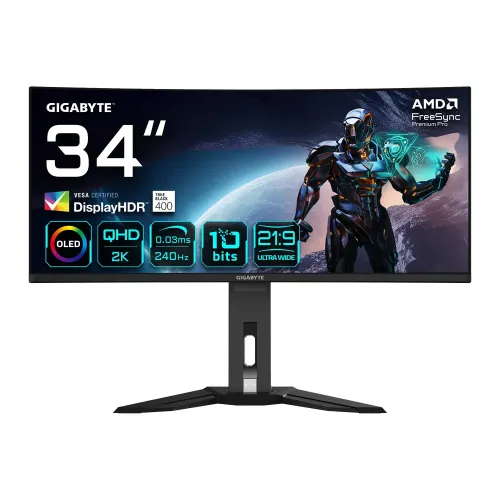 [02679] GIGABYTE MO34WQC2 34" WQHD 240Hz OLED Curved Gaming Monitor