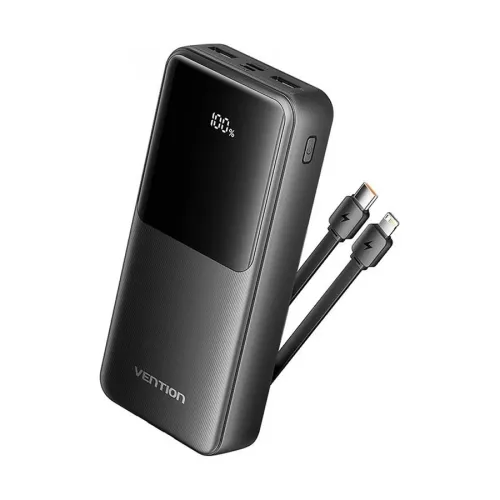 [07159] VENTION FHPB0 Dual Cable 20000mAh Black 22.5W Power Bank with Digital Display