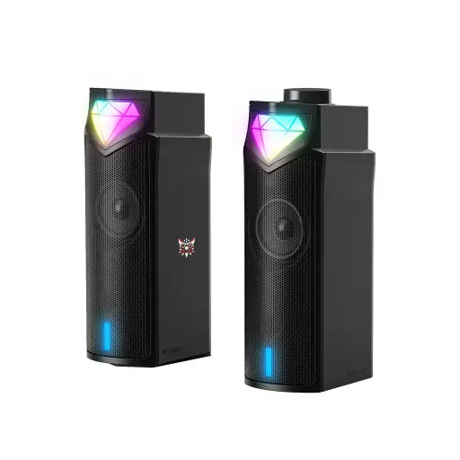 [04752] Onikuma L1 RGB Computer Speaker Portable Sound Box with Inside Microphone, Home Office Use with Clear Sound Black