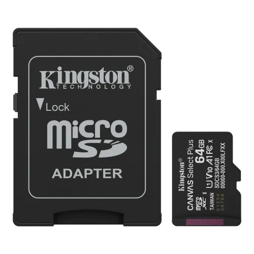 [0008069] Kingston Canvas Select Plus 64GB UHS-I microSDXC Memory Card With SD Adapter 
